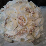 White Bouquet With rose Gold Brooches,wedding Bouquet,Interior Bouquet