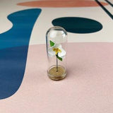 White Orchid - Mini Paper Flower in a Tiny Glass Dome - Orchid