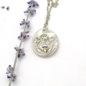 Floral silver necklace, Pitcher Plant necklace, Floral silver spoon necklace, Handmade spoon jewelry