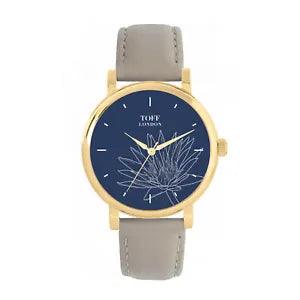 Toff London TLWS-89305 Ladies Grey Water Lilies Flower Watch