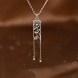 I05 Pendant Peony Tassel With Silver Beads Sterling Silver 925