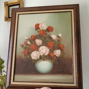 Vintage Rose Bouquet Painting // Rose Decor // Valentine's Day Decor // Pink Roses // Red Roses