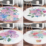 RealHomes Hyrangea Round Rug|Floral Floor Carpet|Vivid Non Slip Circle Rugs|Rose Anti Slip Mat|Bouquet Area Rugs|Purple Rug For Living Room