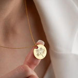 Dainty Combined Birth Month Flower Bouquet Necklace Gold Personalized Silver Engraved Necklace Gifts for Mom November Birth Flower Necklace