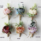 Peony wedding boutonniere for men, Wedding buttonhole, Groom boutonniere