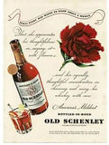 1940 Old Schenley Whiskey Carnation Flower Vintage Print Ad