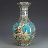 10.4" Chinese Ming Colour Enamels Porcelain Animal Bird Crane Peony Flower Vase