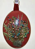 Vintage Framed Dried Flowers Oval Dome Glass Gold Cottage Decor