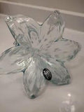 Beautiful Italian Murano Art Glass Turquoise Blue & White Lily New with Tags