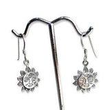 Silver Sun Face Dangling Earrings Beautiful Unique SunFlower Face Design Dangle and Drop Sterling Silver Happy Face Earrings