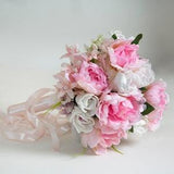 Spring wedding bouquet, bridal bouquet with peonies and tulips flower and wedding boutonniere, wedding corsage