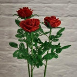 Bouquet of red tea roses Flowers Bouquet beaded Flowers Wildflowers Red rose Tea roses Handmade beaded roses Beaded Roses Flowers in a vase