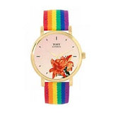 Toff London TLWS-69889 Ladies Orange Lilies Flower Watch