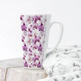 Beautiful Purple Orchids Coffee Tea Latte Mug Cup 17 Oz Ceramic White, Colorful Floral illustration, Personalized Gift by Mugzan