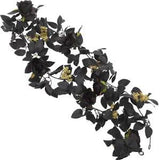 Black Rose Vine Halloween Floral Dried Hanging Wreath Artificial Flowers