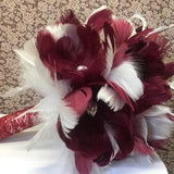 Bridal Accessory, Feather bouquet, Burgundy/White flowers, Brooch bouquet, Gatsby Wedding, Luxury bouquet, Alternative bouquet,Vintage style