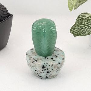2.9" Green Aventurine Carved Crystal Cactus Plant In Kiwi Jasper Pot Figurine 73mm 166g
