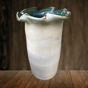 Minimalist Cylindrical Vase | Matte Beige, Green Glaze | Natural Or Dried Flowers | Bouquet | Long Stem Flowers | Reeds | Indoor Decor