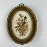 Vintage Pressed Flower Artwork Signed (Marion Terriss) 8 x 6 Oval Frame w/filial