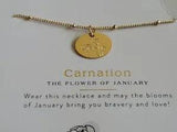 Birth Flower Necklace, Month Of January 14k Dipped 16