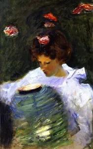 Oil painting flowers young girl Carnation-Lily-Lily-Rose-John-Singer-Sargent 36"