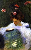 Oil painting flowers young girl Carnation-Lily-Lily-Rose-John-Singer-Sargent 36"