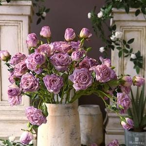 3Pcs Burnt Edge Blue Roses/Retro Rose/High Quality Artificial Flower/Rose Bouquet/Wedding Bouquet/Purple Rose/Table Centerpiece Rose Bouquet