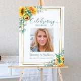 Sunflower Funeral Poster |  Memorial Poster for Funeral | Floral Celebration of Life Sign | B130