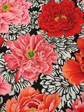 KAFFE FASSETT PHILIP JACOBS BROCADE PEONY PJ62 IN CRIMSON COTTON FABRIC HALF YD