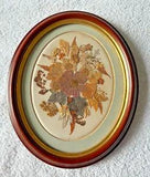 Vintage Pressed Flowers of Vermont in Wood Oval Frame Artist Signed 11.5x9.5