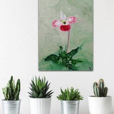 Paphiopedilum delenatii Orchid Plant Flower Original Oil Painting, canvas on cardboard, Wall Art, Modern Art, Botanical, Blossom, Bloom.