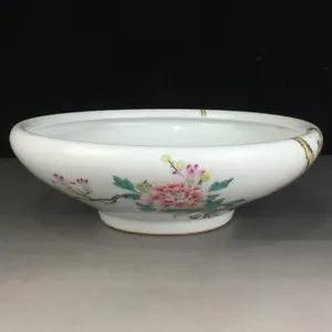 11.4" Old dynasty Porcelain yongzheng mark famille rose peony flowers plant bowl