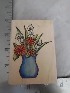 Lilies And Mums Whipper Snapper Designs Wooden Rubber Stamp. Year 2006. CW618