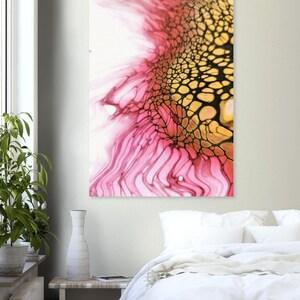 Pink sunflower, acrylic pour pink flower print, fluid art pink sunflower poster print, poster of pink sunflower, original paining print