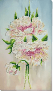 DIY Bead Embroidery Kit White Peonies Beaded stitching needlepoint beadwork