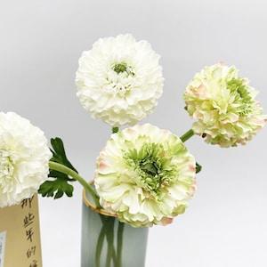 Fake Ranunculus Stem, Buttercup with Leaves, Artificial Flowers, Home Floral Decor, Wedding Party Arrangement Centerpiece, for Bouquet, Gift