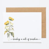 Sunflower Correspondence Cards - Set of Flat Notecards & Envelopes - Sending A Note Of Sunshine - Flat Sunflower Stationery For Her