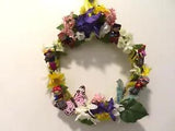 12"   Silk Flower Wreath with 6  Worry Dolls-removable.   OOK