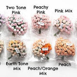 40 Tiny Hip Rosebud Paper Flowers - CHOOSE COLOR - Tiny Rose Bouquet - Pink, Peach, Red, White ect.....