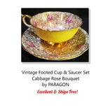 Vintage?Footed?Cup?&?Saucer?Set * RARE * Cabbage?Rose?Bouquet? by?PARAGON * EX * Ships Free!