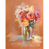 Bouquet of peonies pastel painting Red flowers in pastel Bouquet a vase art
