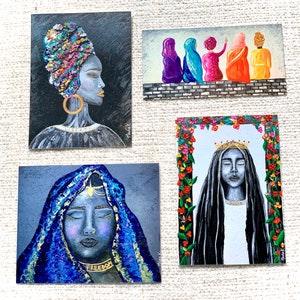 ART STICKERS - Set of 4 | Vibrant Colorful High Quality | Modest Women, Hijab, Islamic Art, Female Portraits, Women Empowerment, Feminist