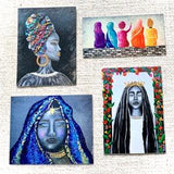ART STICKERS - Set of 4 | Vibrant Colorful High Quality | Modest Women, Hijab, Islamic Art, Female Portraits, Women Empowerment, Feminist