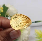 Calla Lily Flower Band Rings 18k Yellow Gold Plated Texture-Thick Band Bud Rings