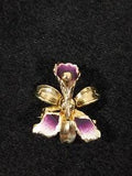 Vintage Gold Tone Purple Lily Flower 3D Pin Brooch