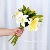 Lily Bouquet | Lily Stem | Artificial Flower | DIY | Floral | Centerpiece | Wedding | Home Decor | Gifts - Yellow - Sunset - White