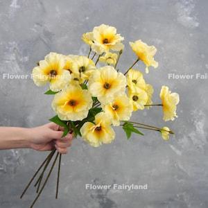 Faux Ranunculus Butterfly Stem | High Quality Artificial Flower | DIY Floral | Wedding/Home Decoration | Gifts - Yellow