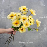 Faux Ranunculus Butterfly Stem | High Quality Artificial Flower | DIY Floral | Wedding/Home Decoration | Gifts - Yellow