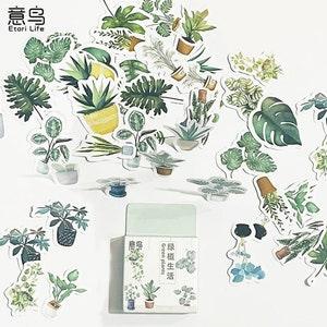 Green Potted Houseplants Decoration Sticker (46 Pieces) | Stickers For Journaling Scrapbooking Album Planner Diary