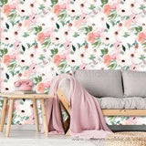 Floral Wallpaper, Peony wallpaper, Removable wallpaper, Peony bouquet, Flower Wall, Black White Flower Wallpaper, Peel and Stick 30-0003